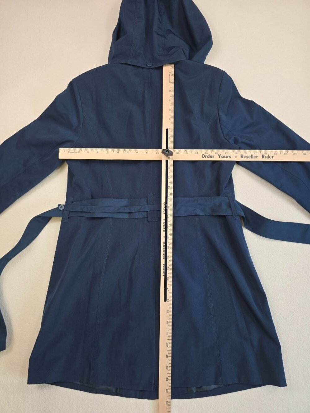London Fog Womens S Dark Teal Hooded Trench Coat Small Rain Coat Single Breasted - Picture 3 of 3